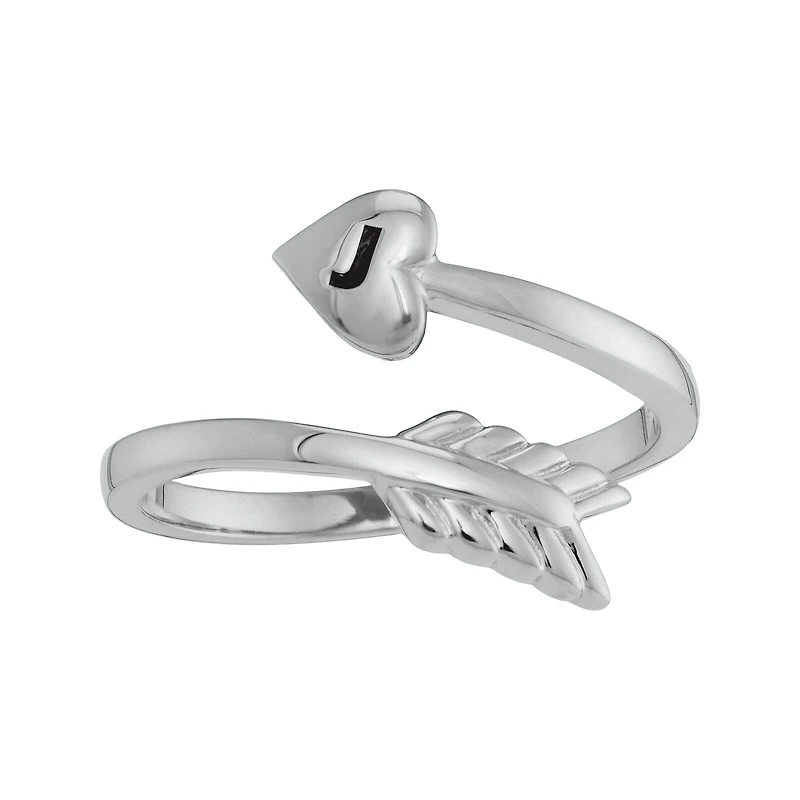 Personalized Sterling Silver Bypass Arrow Initial Ring