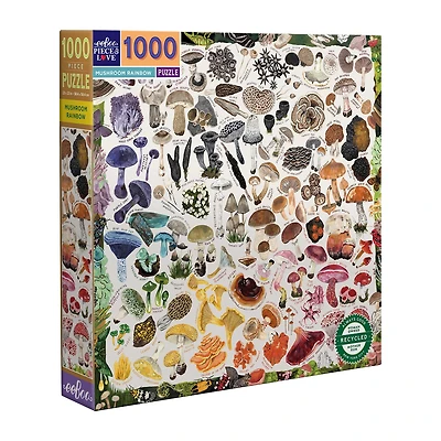 Eeboo Piece And Love Mushroom Rainbow 1000 Piece Square Adult Jigsaw 1000-pc. Puzzle