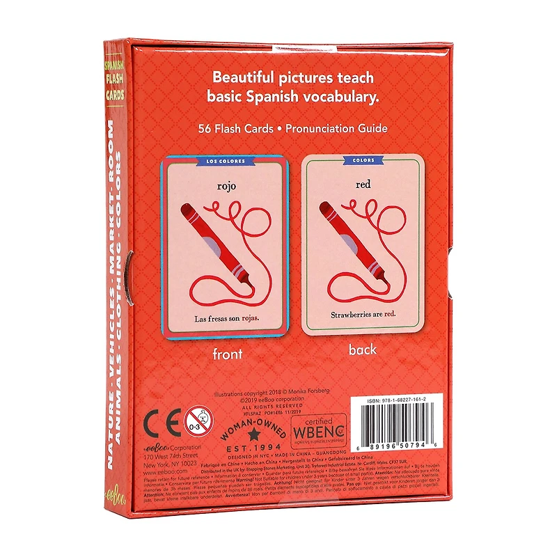 Eeboo Spanish Vocabulary Flash Cards For Kids 56-pc. Card Game
