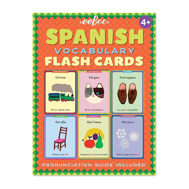 Eeboo Spanish Vocabulary Flash Cards For Kids 56-pc. Card Game