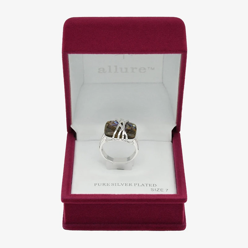 Sparkle Allure Womens Green Abalone Pure Silver Over Brass Cocktail Ring
