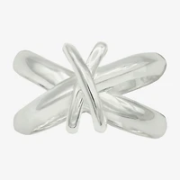 Sparkle Allure Womens 5.5MM Cubic Zirconia Pure Silver Over Brass Crossover Band
