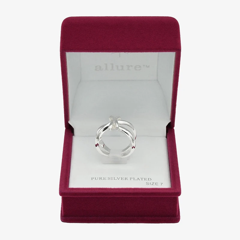 Sparkle Allure Womens 5.5MM Cubic Zirconia Pure Silver Over Brass Crossover Band