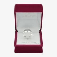 Sparkle Allure Womens Pure Silver Over Brass Heart Signet Ring