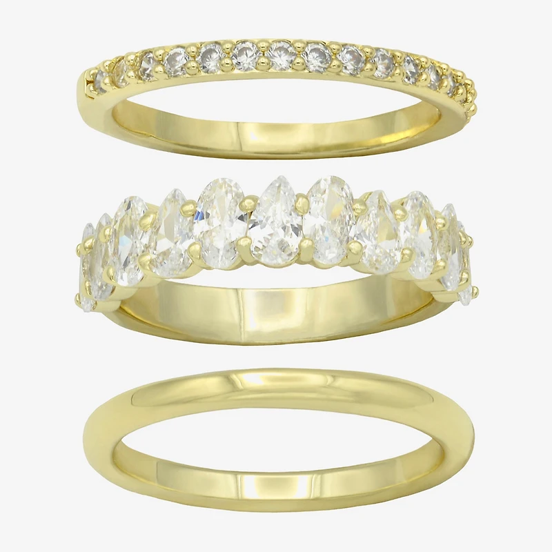 Sparkle Allure Womens 8MM Cubic Zirconia 14K Gold Over Brass Marquise Eternity Band