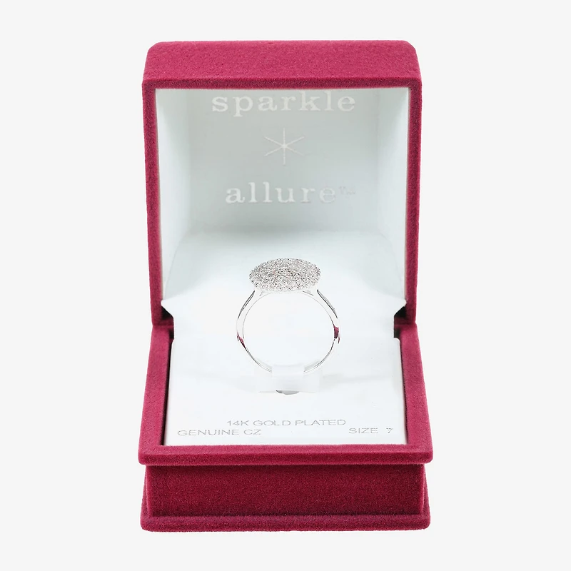 Sparkle Allure Womens Cubic Zirconia Pure Silver Over Brass Round Cocktail Ring