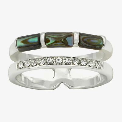 Sparkle Allure Womens 8MM Crystal Pure Silver Over Brass Band