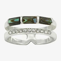 Sparkle Allure Womens 8MM Crystal Pure Silver Over Brass Band