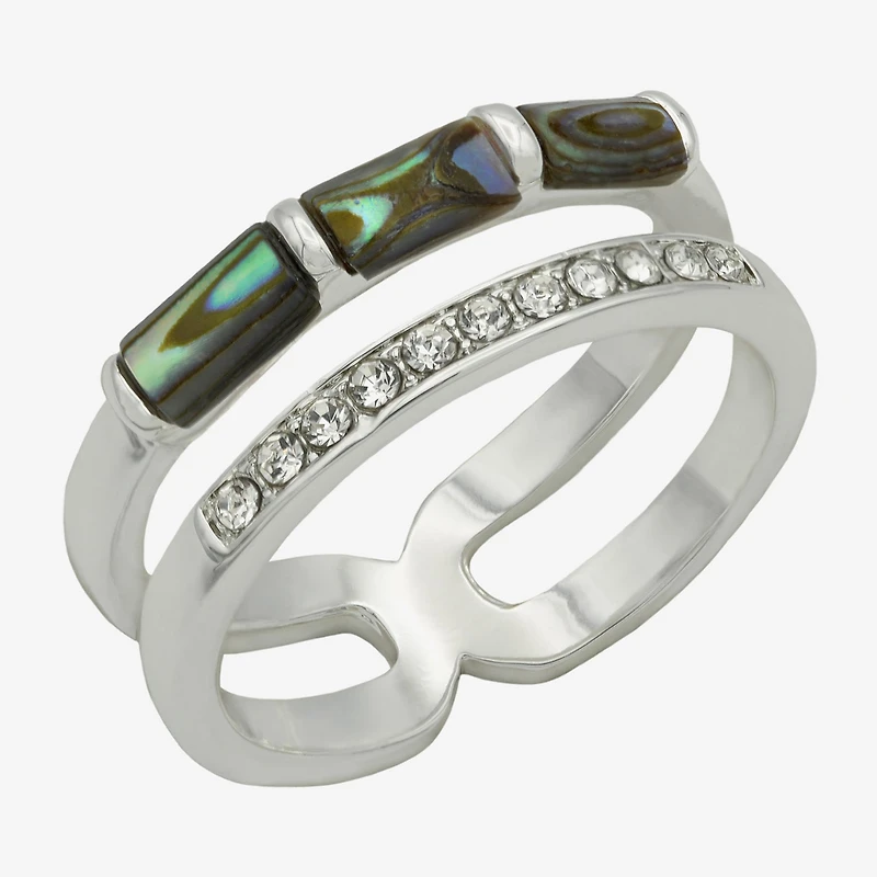 Sparkle Allure Womens 8MM Crystal Pure Silver Over Brass Band