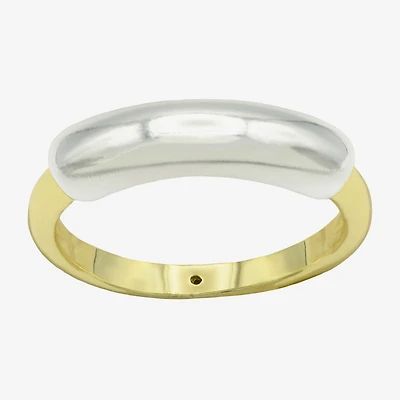 Sparkle Allure Womens 3.5MM 14K Gold Over Brass Pure Silver Band