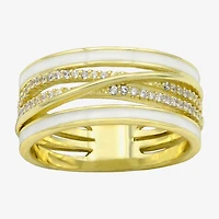 Sparkle Allure Womens 10MM Cubic Zirconia 14K Gold Over Brass Crossover Band