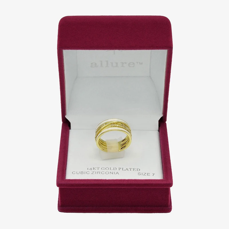 Sparkle Allure Womens 10MM Cubic Zirconia 14K Gold Over Brass Crossover Band