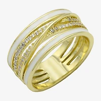 Sparkle Allure Womens 10MM Cubic Zirconia 14K Gold Over Brass Crossover Band