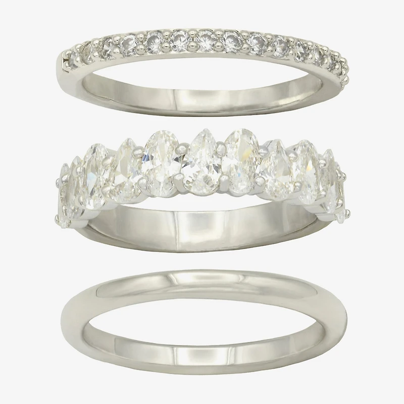 Sparkle Allure Womens 8MM Cubic Zirconia Pure Silver Over Brass Marquise Eternity Band