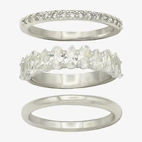 Sparkle Allure Womens 8MM Cubic Zirconia Pure Silver Over Brass Marquise Eternity Band