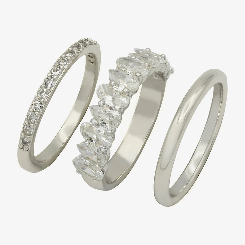 Sparkle Allure Womens 8MM Cubic Zirconia Pure Silver Over Brass Marquise Eternity Band