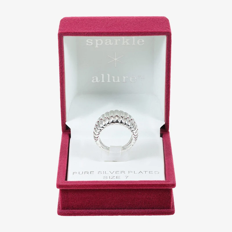 Sparkle Allure Dome Womens 6MM Pure Silver Over Brass Band