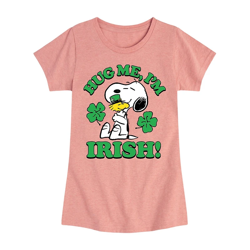Hug Me Im Irish Big Kid Girls Crew Neck Short Sleeve Peanuts T-Shirt