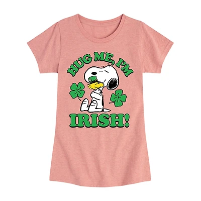 Hug Me Im Irish Big Kid Girls Crew Neck Short Sleeve Peanuts T-Shirt