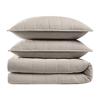Brooklyn Loom Matte Cotton Velvetbox Stitch Easy Care Quilt Set