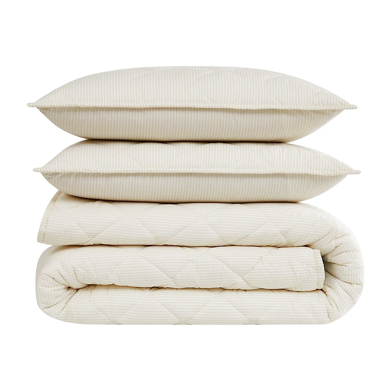 Brooklyn Loom Pinstripe Easy Care Quilt Set