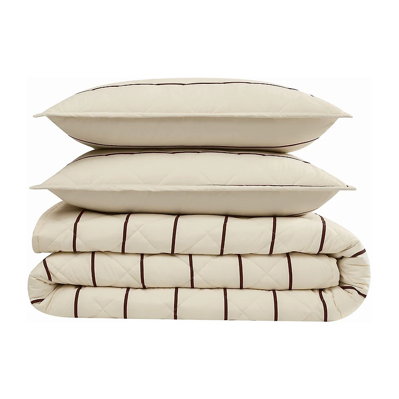 Brooklyn Loom Hayward Stripe Easy Care Quilt Set