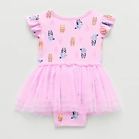 Baby Girls Short Sleeve Bluey Tutu Dress