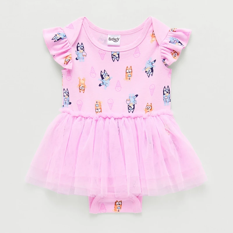 Baby Girls Short Sleeve Bluey Tutu Dress