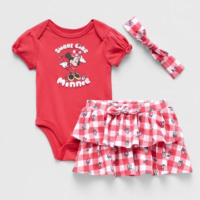Baby Girls 3-pc. Minnie Mouse Skirt Set