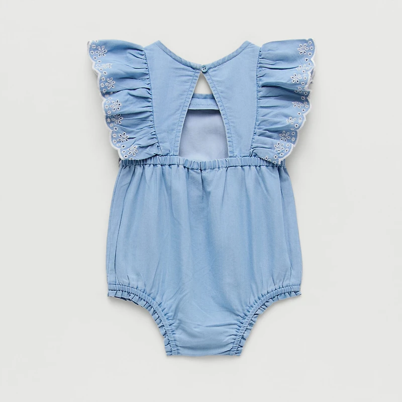 Okie Dokie Chambray Baby Girls Sleeveless Romper