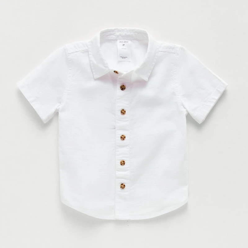 Okie Dokie Adaptive Toddler Boys Easy-on + Easy-off Short Sleeve Regular Fit Button-Down Shirt