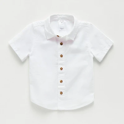 Okie Dokie Adaptive Toddler Boys Easy-on + Easy-off Short Sleeve Regular Fit Button-Down Shirt
