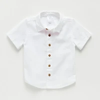 Okie Dokie Adaptive Toddler Boys Easy-on + Easy-off Short Sleeve Regular Fit Button-Down Shirt