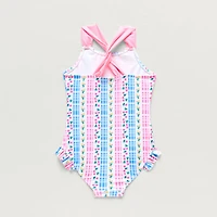 Okie Dokie Toddler & Little Girls Striped Sleeveless One Piece Swimsuit