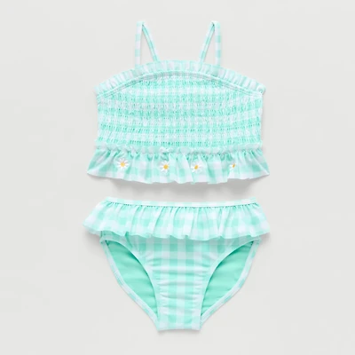 Okie Dokie Toddler & Little Girls Gingham 2-pc. Tankini Set