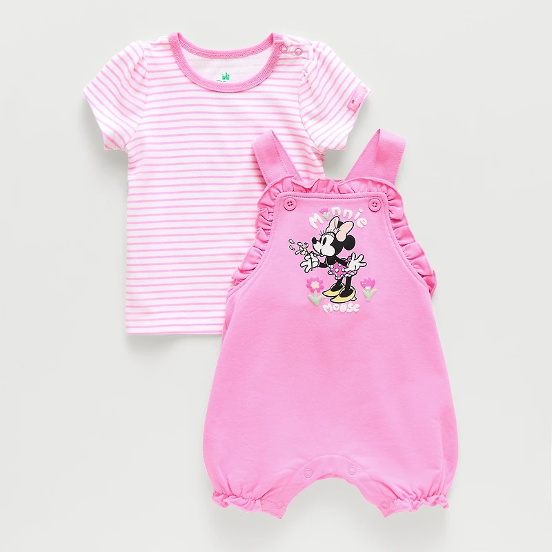 Baby Girls 2-pc. Minnie Mouse Shortall Set