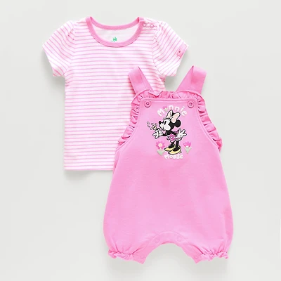 Baby Girls 2-pc. Minnie Mouse Shortall Set