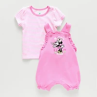 Baby Girls 2-pc. Minnie Mouse Shortall Set