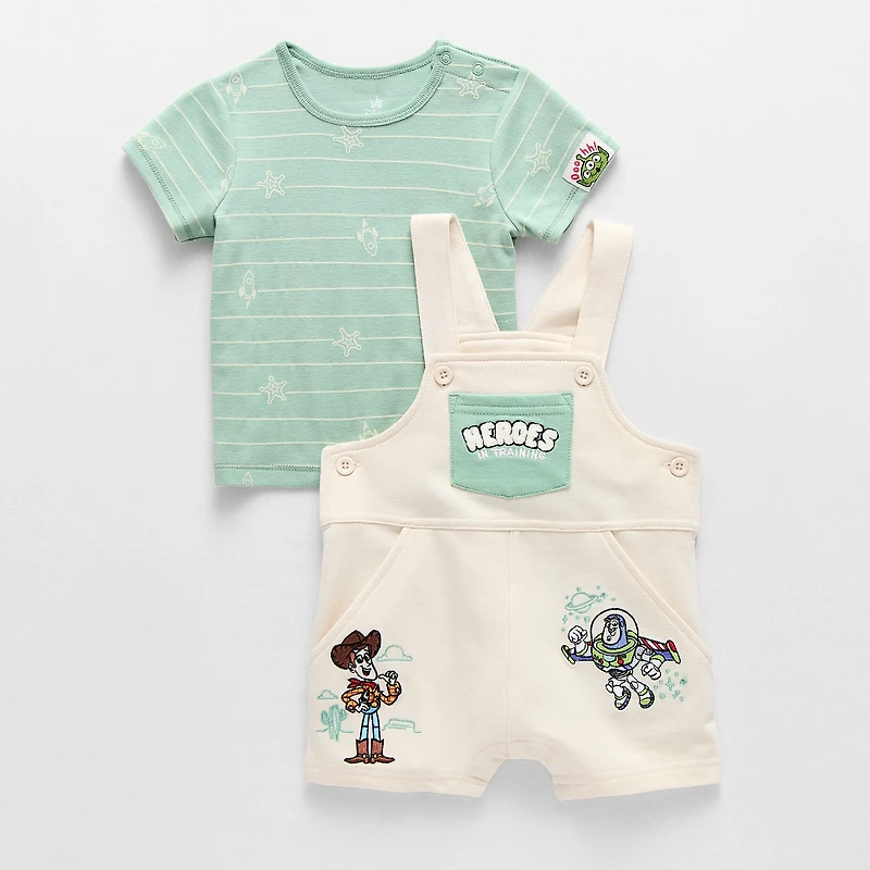 Baby Boys 2-pc. Buzz Lightyear Toy Story Woody Shortall Set