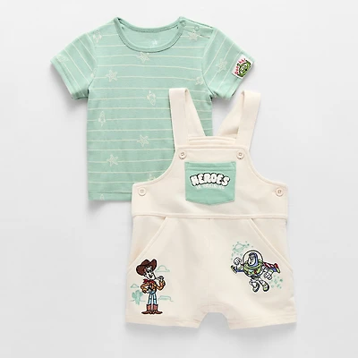 Baby Boys 2-pc. Buzz Lightyear Toy Story Woody Shortall Set