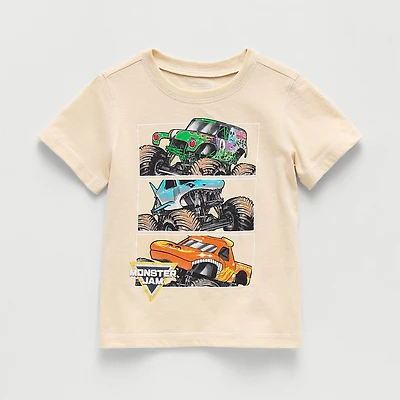 Toddler Boys Crew Neck Short Sleeve Regular Fit Monster Jam Graphic T-Shirt