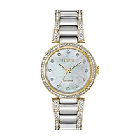 Citizen Silhouette Crystal Womens Crystal Accent Two Tone Stainless Steel Bracelet Watch Em0844-58d