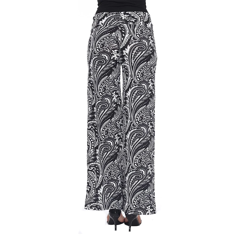 White Mark Womens Mid Rise Wide Leg Palazzo Pant