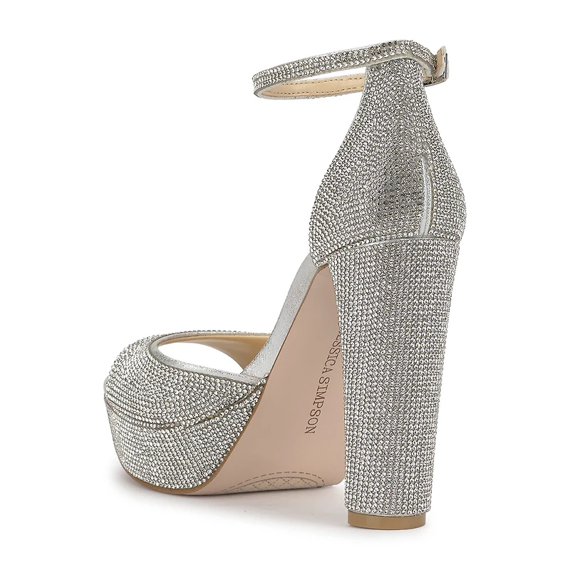 JS Jessica Simpson Izzella Womens Round Open Toe Block Heel Pumps