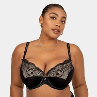 Curvy Couture Tulip Lace Push Up Bra-1017