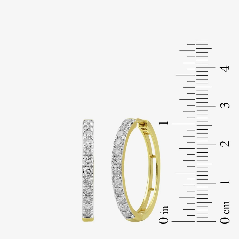 (I, I2) Womens 1 CT. T.W. Lab Grown White Diamond 10K Gold 22.5mm Circle Hoop Earrings