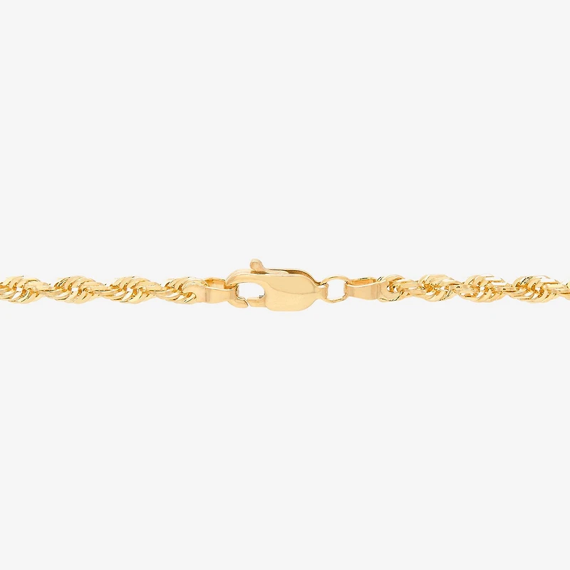 Womens 10K Gold 24 Inch Rope Chain Necklace