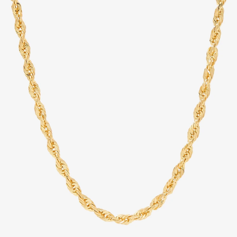 Womens 10K Gold 24 Inch Rope Chain Necklace