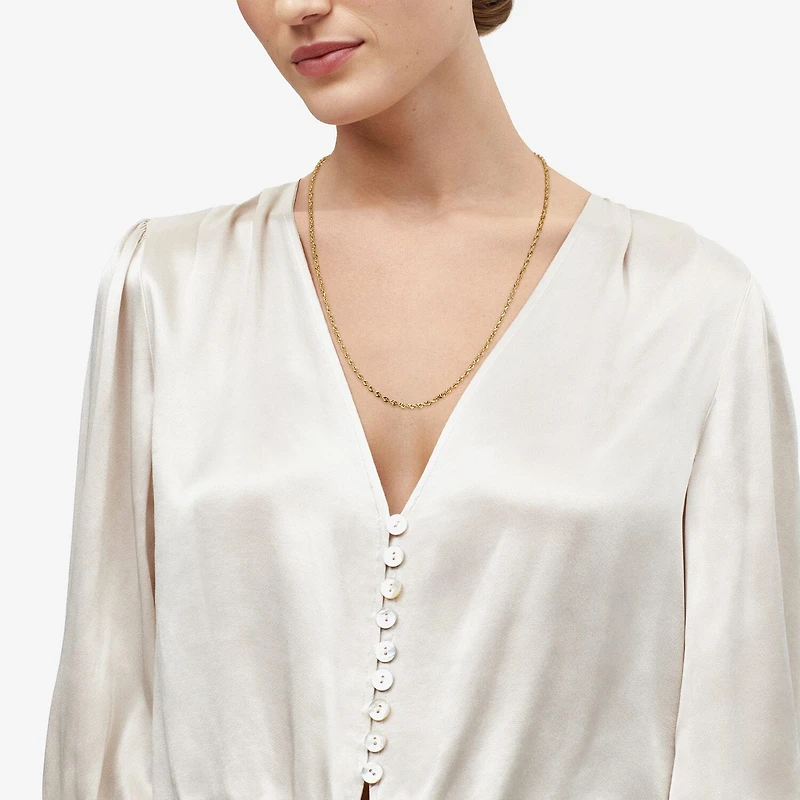 Womens 10K Gold 24 Inch Rope Chain Necklace