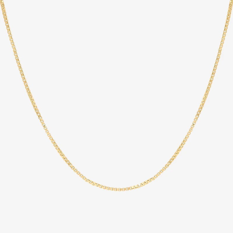 Womens 10K Gold Inch Box Chain Necklace
